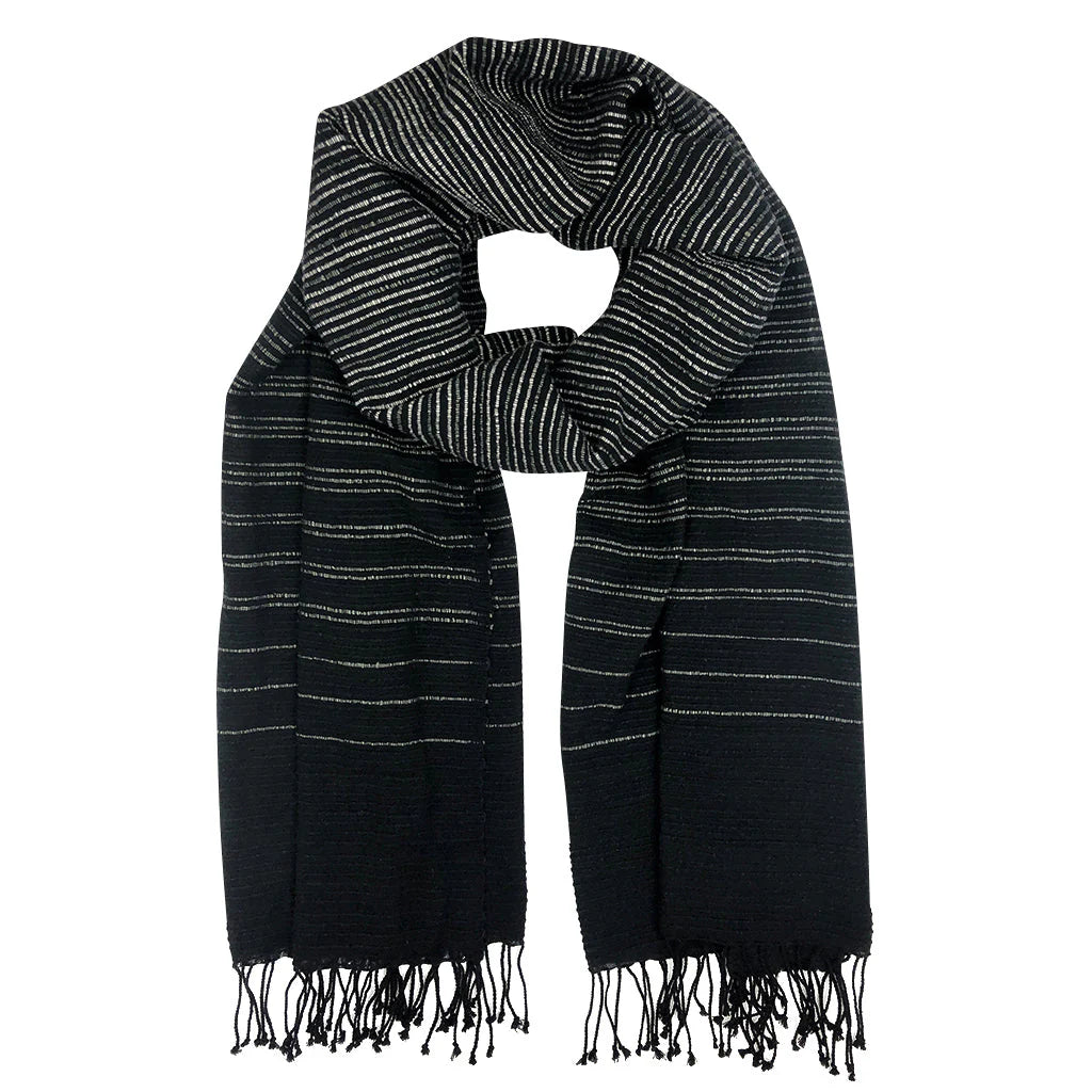 black and white stripe scarf